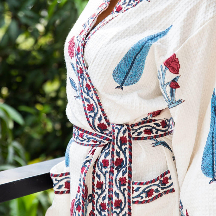 Bombay Garden Floral Bathrobe-Bath robes-House of Ekam