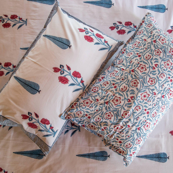 Bombay Garden Floral Double Bed Bedsheet-Bedsheets-House of Ekam