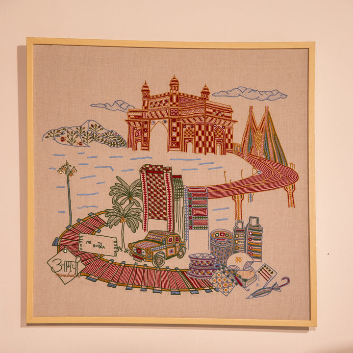 Born In Bombay Hand Emboirdered Kutch Wall Art Pre-order-Framed Wall Art-House of Ekam