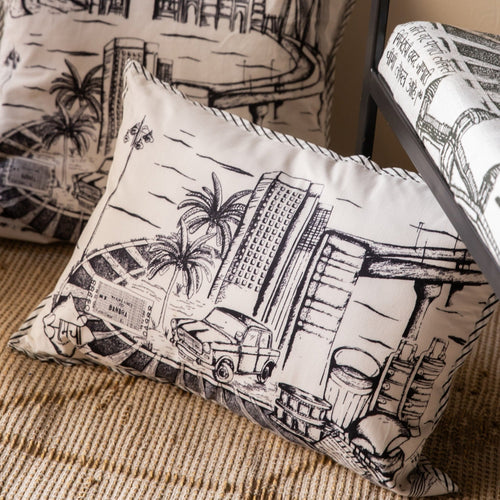 Born in Bombay Gateway of India Monochrome Rectangle Cushion Cover-Cushion Covers-House of Ekam