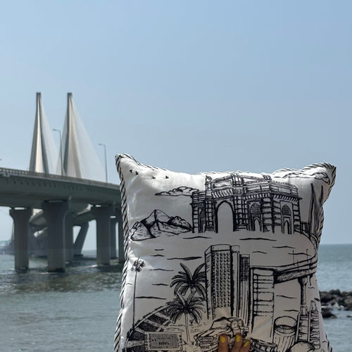 Born in Bombay Monochrome Cushion Covers-Cushion Covers-House of Ekam