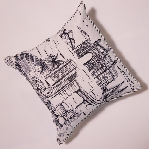 Born in Bombay Monochrome Cushion Covers-Cushion Covers-House of Ekam