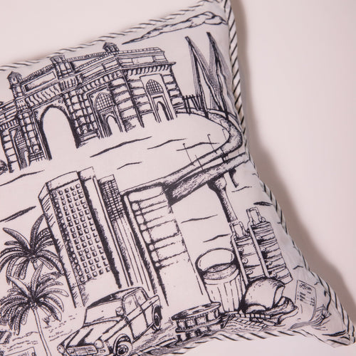 Born in Bombay Monochrome Cushion Covers-Cushion Covers-House of Ekam