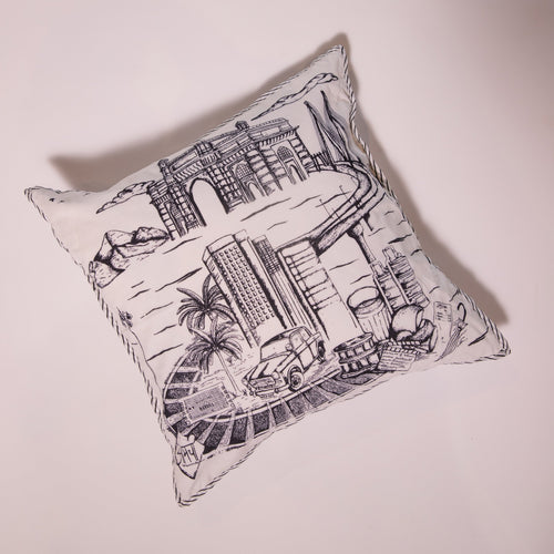 Born in Bombay Monochrome Cushion Covers-Cushion Covers-House of Ekam