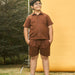 Brown Cotton Slub Boys Shirt-Kidswear-House of Ekam