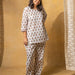 Brown Ziggy Floral Blockprinted Loungewear Pyjama Set-loungewear-House of Ekam