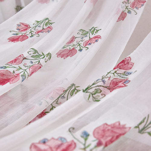 Chiffon Amara Hand Blockprinted Sheer Curtain-Curtains-House of Ekam