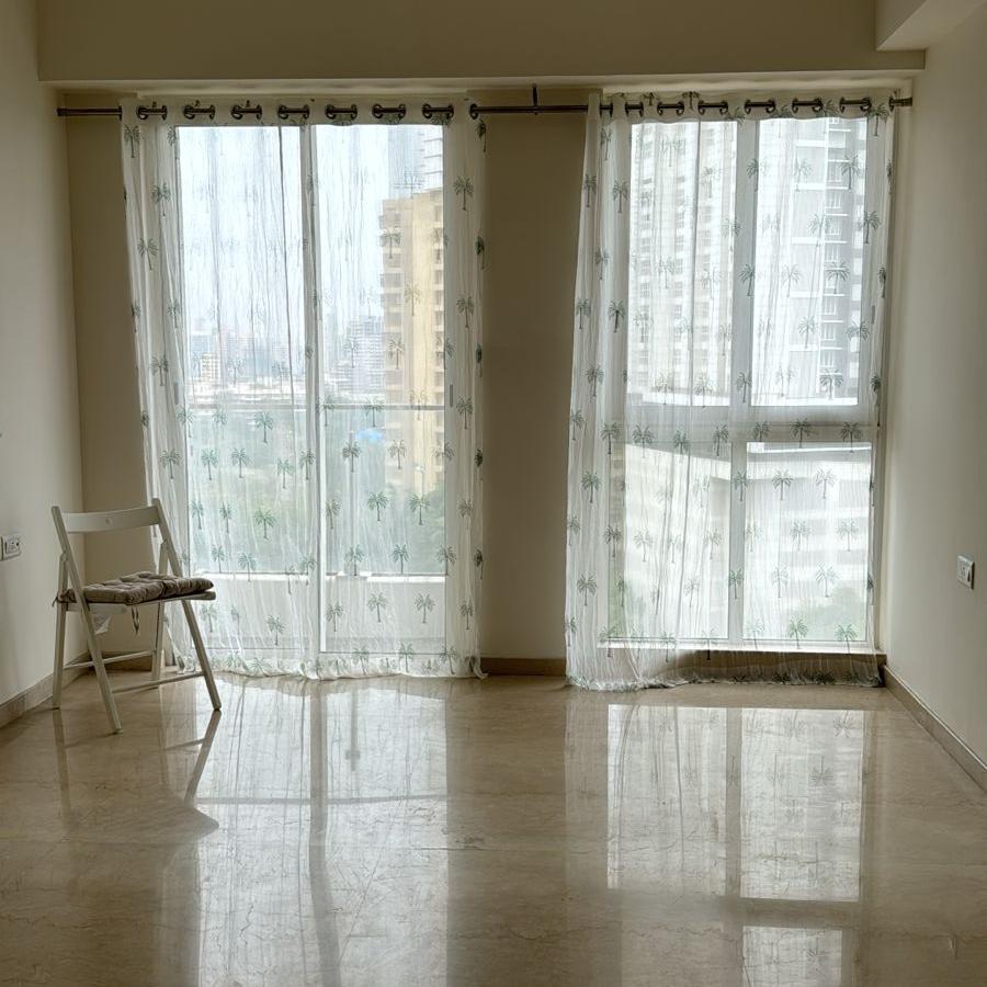 Chiffon Palm Hand Blockprinted Sheer Curtain-Curtains-House of Ekam