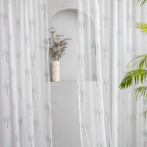 Chiffon Palm Hand Blockprinted Sheer Curtain-Curtains-House of Ekam