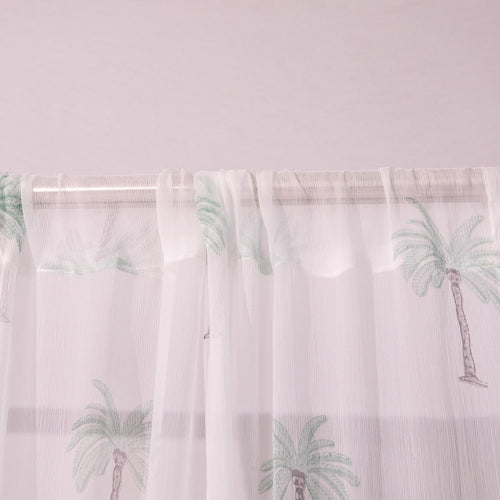 Chiffon Palm Hand Blockprinted Sheer Curtain-Curtains-House of Ekam