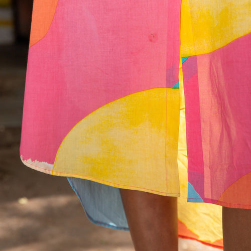 Colorful Artwalk Cotton Shirt Dress-Dresses-House of Ekam