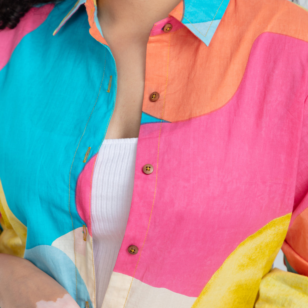 Colorful Artwalk Cotton Shirt-Shirts-House of Ekam