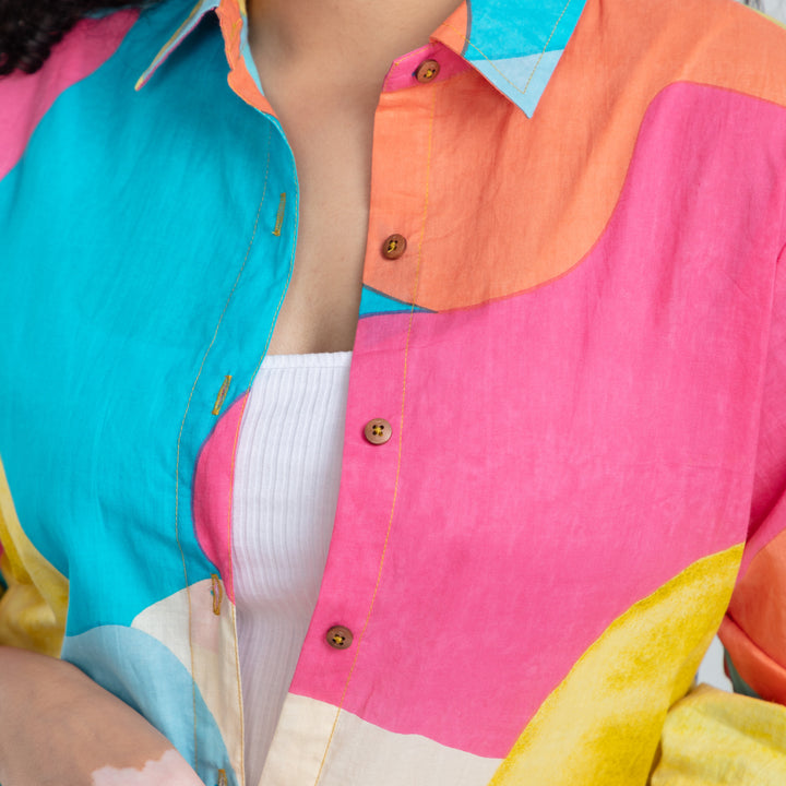 Colorful Artwalk Cotton Shirt-Shirts-House of Ekam