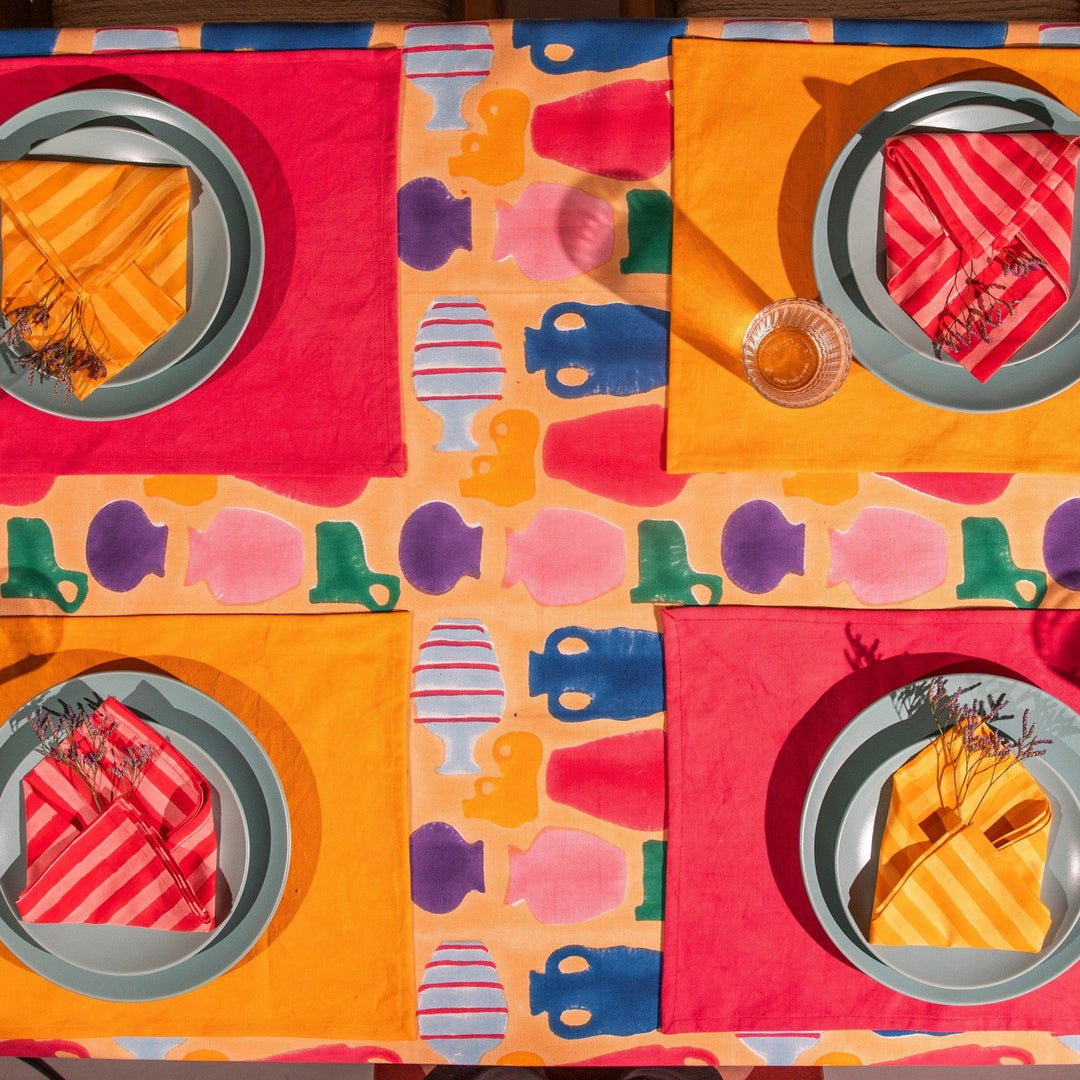 Colorful Medley of Pots Table Linen Set-Table Runners-House of Ekam