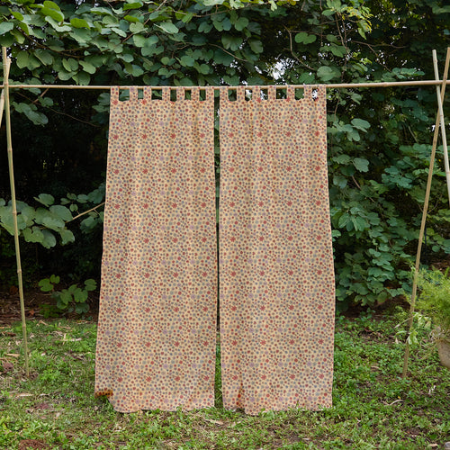 Yellow Ditsy Screenprint Kids Cotton Sheer Curtain