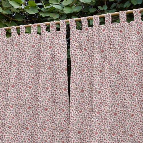 Pink Ditsy Screenprint Kids Cotton Sheer Curtain