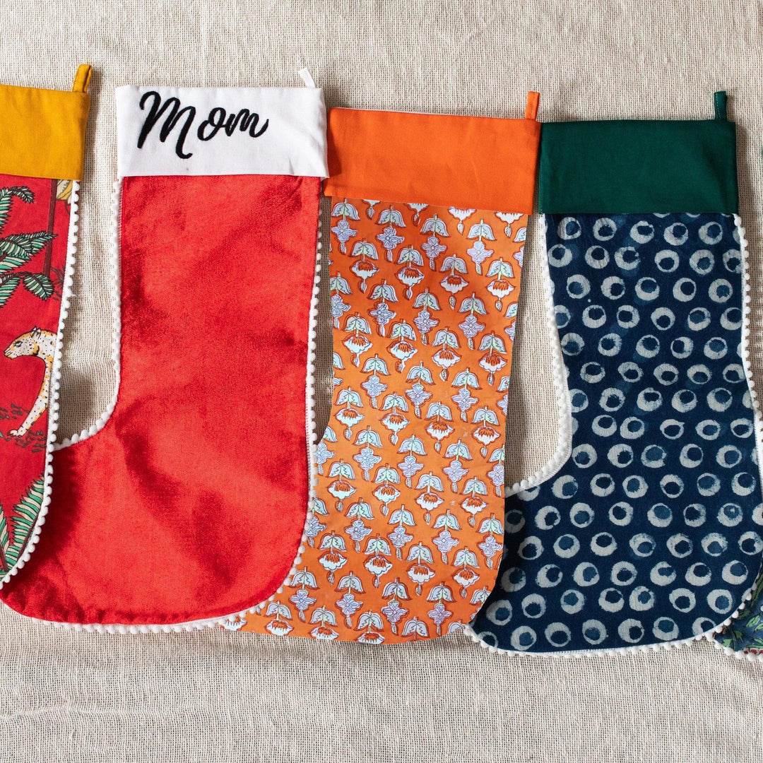 Custom Christmas Blockprint Stockings-Stockings-House of Ekam