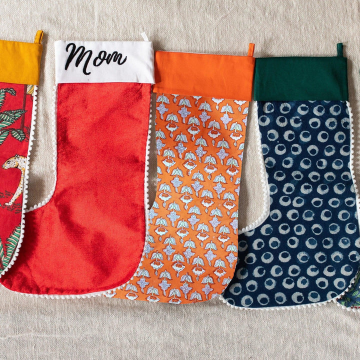 Custom Christmas Blockprint Stockings-Stockings-House of Ekam
