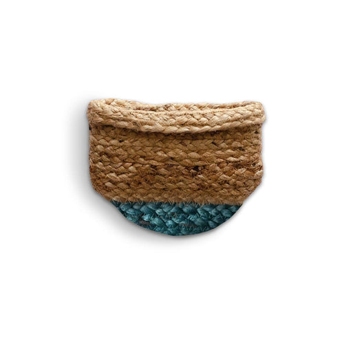 Cyan Blue Jute Planter Cum Storage Basket (S,M,L)-Planters-House of Ekam