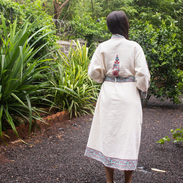 Cypress Poppy Bathrobe-Bath robes-House of Ekam