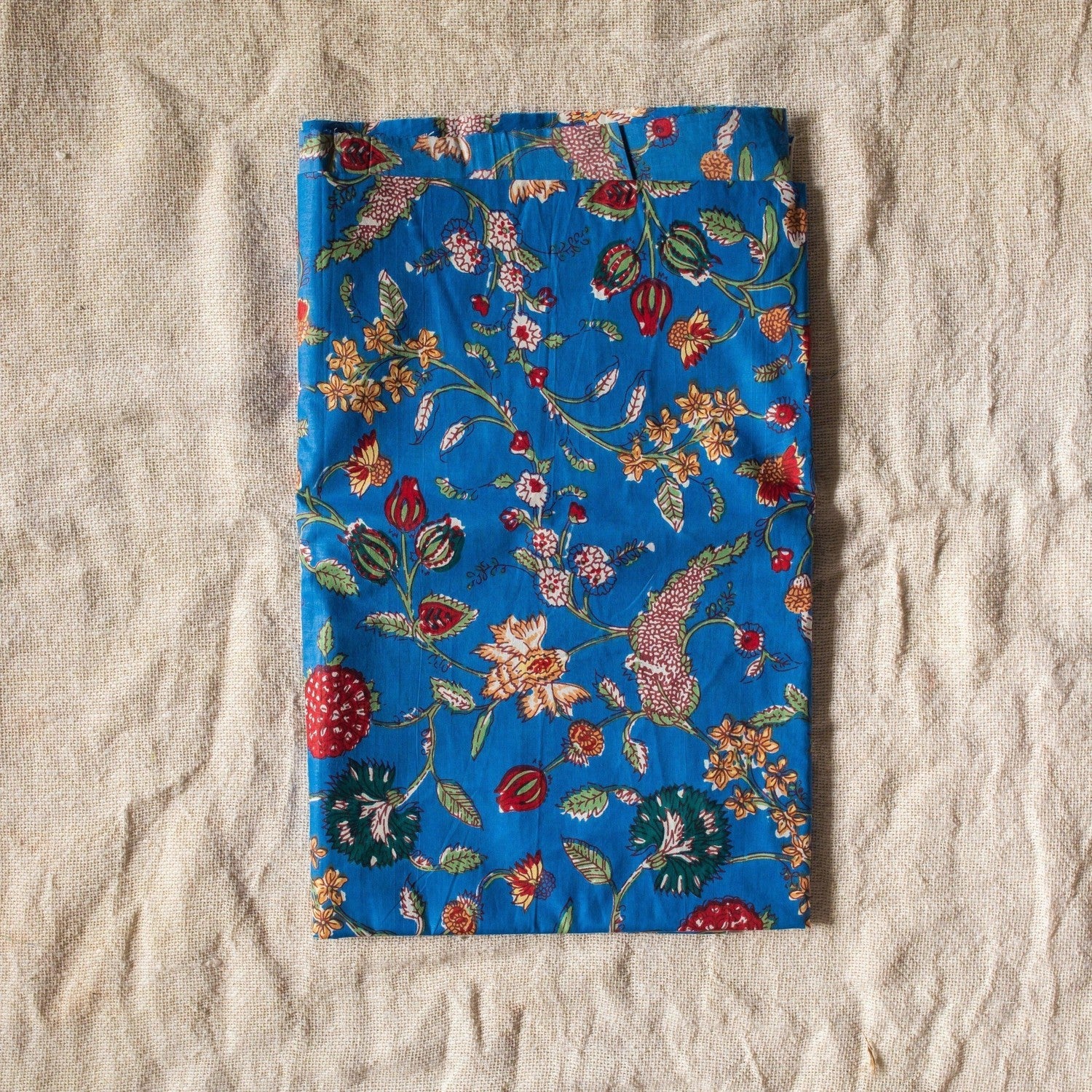 Dark Blue Multifloral Jaal Cotton Screen Printed Fabric Material ...