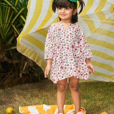 Ditsy Pink Floral Girls Dress-Kidswear-House of Ekam