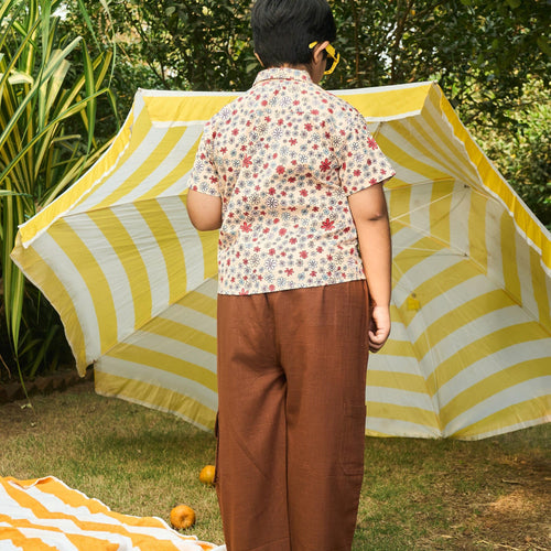 Ditsy Yellow Floral Boys Shirt-Kidswear-House of Ekam