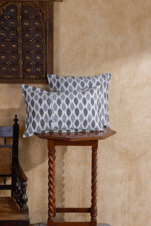 Black and Grey Tarang Ikat Handloom Cushion Cover