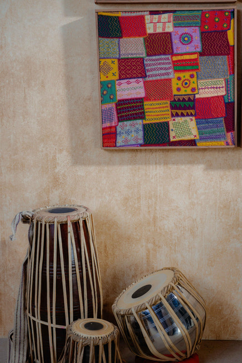 Sangam Patchwork Lambani Hand Embroidery Wall Art Set of 4