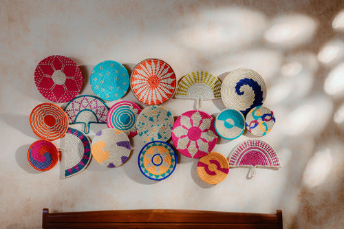 Assorted Sabai Handwoven Grass Baskets with Fans - Combo J