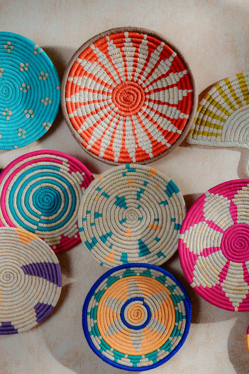 Assorted Sabai Handwoven Grass Baskets with Fans - Combo J
