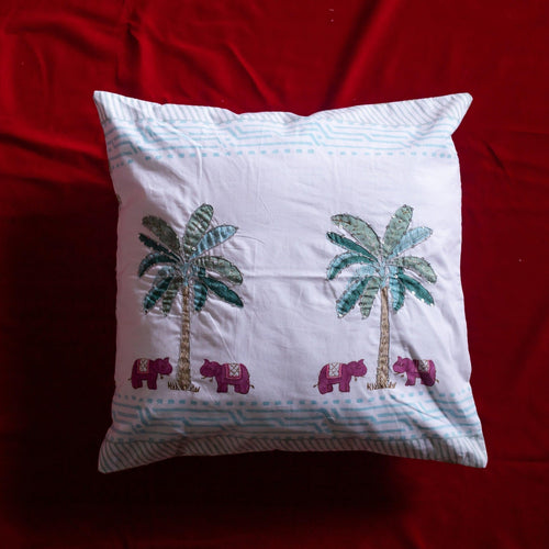 Elephant & Palm Sequence Cushion Cover-Cushion Covers-House of Ekam