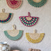Emerald and Pink Triangle Handwoven Sabai Grass Fan-Sabai baskets-House of Ekam