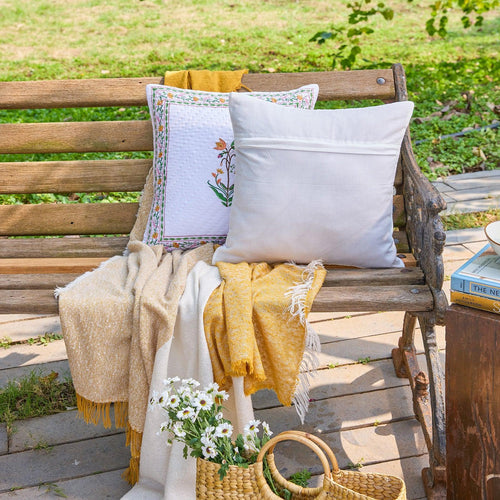 Fig and Bloom Hand Quilted Cushion Cover-Cushion Covers-House of Ekam