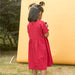 Fuchsia Pink Cotton Slub Girl Long Dress-Kidswear-House of Ekam