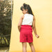 Fuchsia Pink Cotton Slub Girls Shorts-Kidswear-House of Ekam