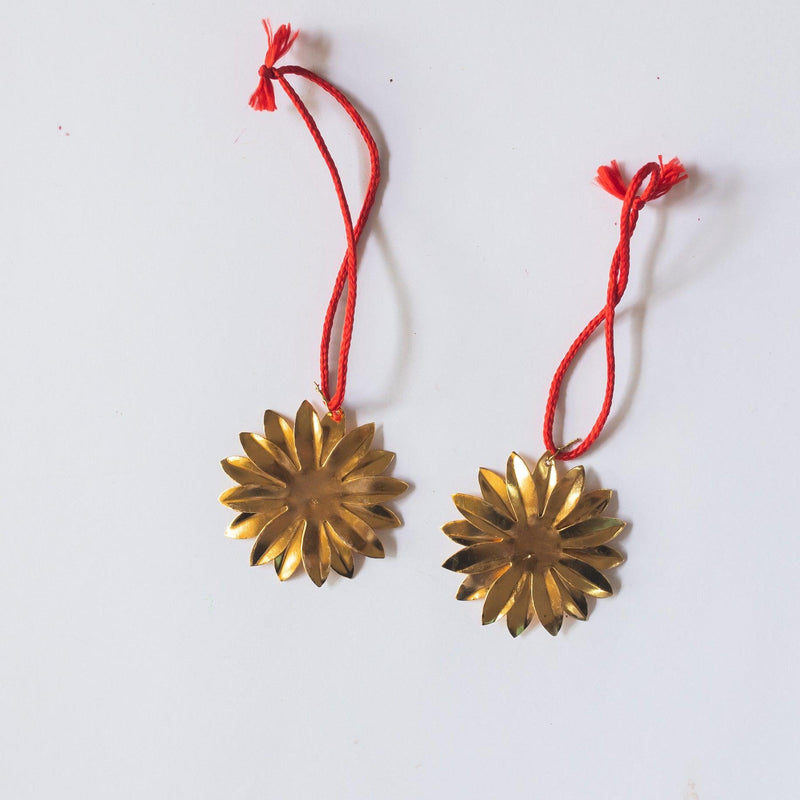 Gold Metal Star Christmas Ornament Set Of 2-Ornaments-House of Ekam