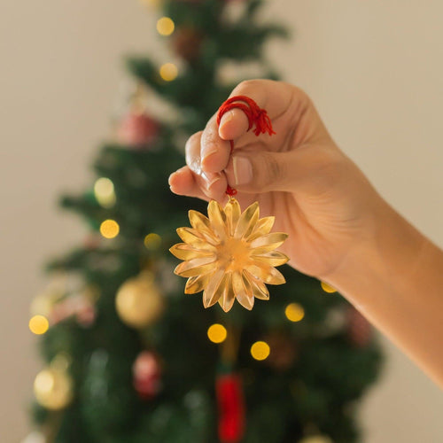 Gold Metal Star Christmas Ornament Set Of 2-Ornaments-House of Ekam