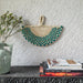 Green Check Handwoven Sabai Grass Fan-Sabai baskets-House of Ekam
