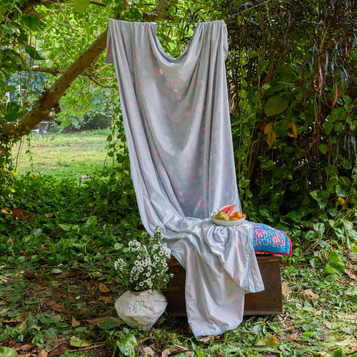 Green Hydrangea Queen Size Muslin Dohar-Quilt sets-House of Ekam