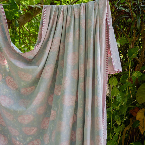 Green Hydrangea Queen Size Muslin Dohar-Quilt sets-House of Ekam