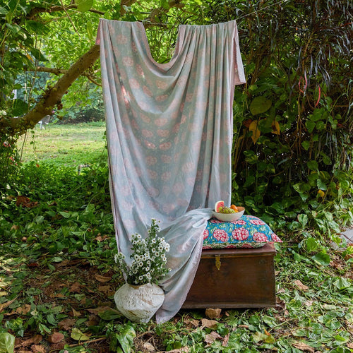 Green Hydrangea Queen Size Muslin Dohar-Quilt sets-House of Ekam