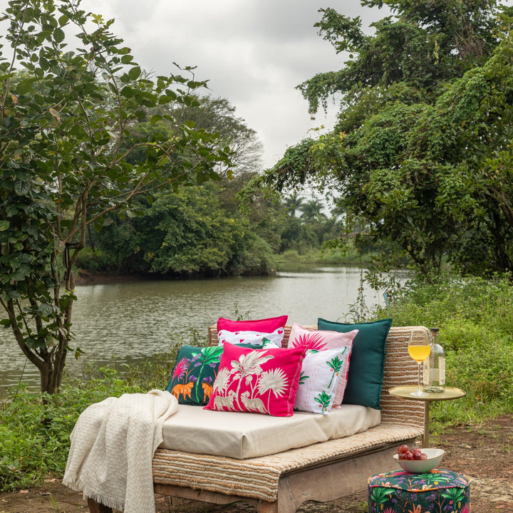 Green Mystic Palm Tropicasa Cushion Cover-Cushion Covers-House of Ekam
