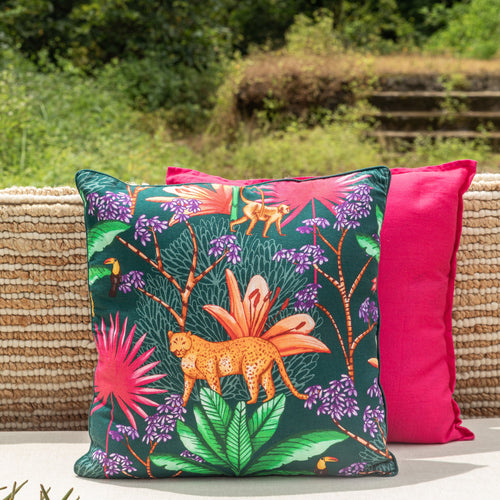 Green Mystic Palm Tropicasa Cushion Cover-Cushion Covers-House of Ekam