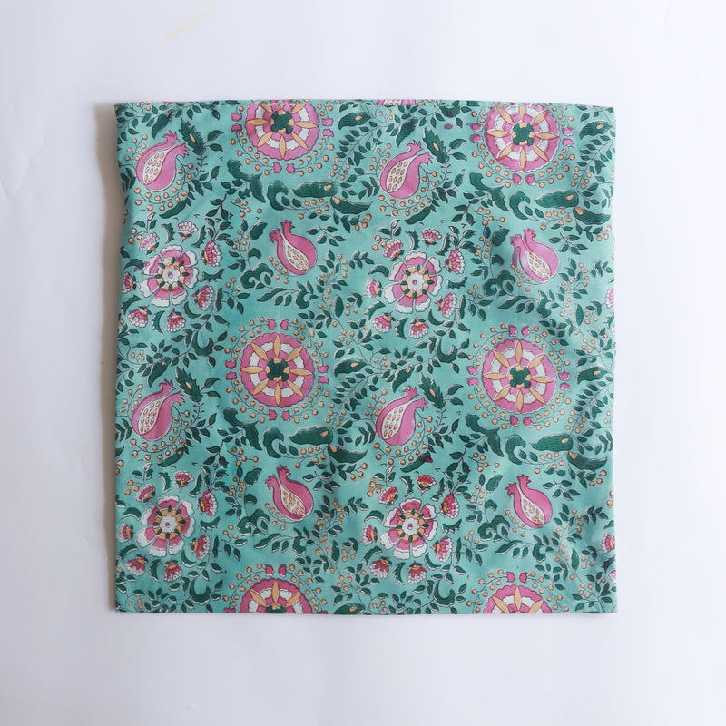 Green & Pink Anaar Print Cushion Cover-Cushion Covers-House of Ekam