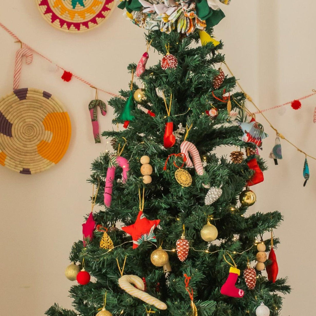 Green &amp; Red Mini Christmas Tree Ornament Set of 2-Ornaments-House of Ekam
