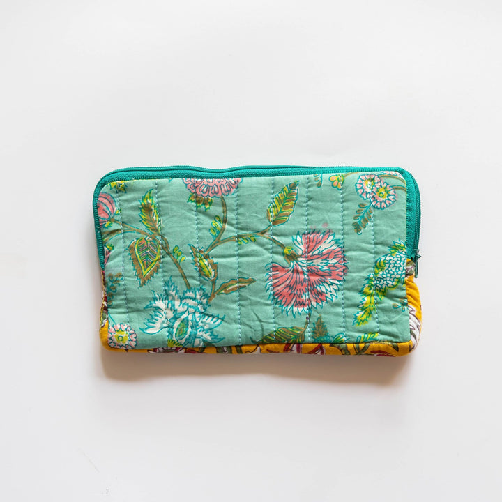 Green Spring Hand Blockprinted Wallet-Wallets-House of Ekam