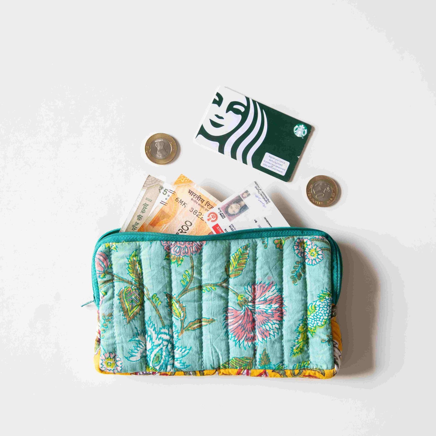 Spring Color Wallets Green Spring Hand Blockprinted Wallet – House of Ekam