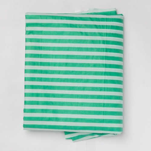 Green Stripe Screenprinted Cotton Fabric-fabric-House of Ekam