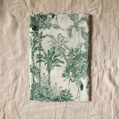 Green Tropical Dreams Hand Screen Print Cotton Fabric-fabric-House of Ekam